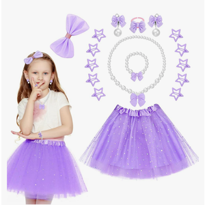 16 Pieces Tutu Dress Up Set for Girls 3-8 Years, Princess Costume with Hair Accessories Set
