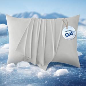 Bedsure Cooling Pillow Cases, Zipper Pillow Cases Standard Size Set of 2, Cool Pillowcases for Hot Sleepers and Night Sweats, Silky Soft & Breathable Cold Pillow Covers, Gift, Grey, 20x26 Inches