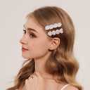 3 pack Hair Clips for Girl and Women 2.36 inch Fashion Hair Clips Set Pearl Acrylic Resin Hair Accessories for Thick Hair