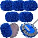 Layhit 5 Pcs Car Wash Mitt Set, Brush Not Included, Microfiber Mitt Cleaning Car Truck Washing Tools Kit RV Pickup Chenille Scratch Replacement (Royal Blue)