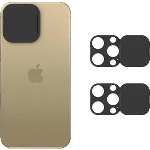 Phone Camera Lens Cover Compatible for Phone 16 Pro/ 16 Pro Max,Camera Lens Protector to Protect Privacy and Security,Strong Adhesive Black-2 Pack