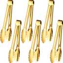 6pcs Stainless Steel Serving Tongs Gold or Silver Plated 9inch Heavy Duty Durable BBQ Clamps Design for Weddings Parties Banquets Buffets Family Gatherings Kitchen Cooking Serving Clip