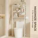 Over The Toilet Storage Rack, 3 Tier Bathroom Organizer with 4 Hooks & Paper Holder, Space Saver Metal Shelf for Bathroom Supplies, White Toilet Rack