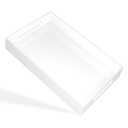 Acrylic Tray 16x12 with Cut Handles - Spill Proof Decorative Tray is an Ideal Countertop Organizer for Living Rooms, Ottoman Coffee Tables, Offices, Kitchens & Serving Guests