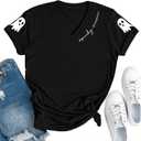 Women's T-Shirts V-Neck Dragonfly Tee Cute Summer Graphic Shirts Vintage Boho Flowers Short Sleeve T Shirt (Black1)