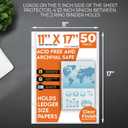 Performore 11 x 17 Sheet Protectors with 90 Microns Thick, Portrait View, Top Loading, Protect, Store and Display 11X17 Paper, Photographs, Prints, and Documents, 50 Pack