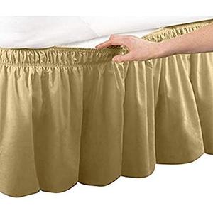 Pleated Three Sides Fabrics Wrap Around Style Egyptian Cotton Elastic 17 inch Drop Dust Bed Skirt for Twin/Full,Queen,King Size Beds(King, Taupe).