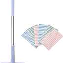 Snap Grip Mini Mop,Convenient Cloth Changing Mini Mop,Retractable Gap Dust Cleaner Flat Mops with Locking Head &Sweeping Cloths,1mop + 5random Color Rags (Purple)