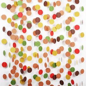 Syhood 10 Pcs Thanksgiving Party Decorations Orange Fall Paper Dot Circle Garlands 130 Feet Glitter Streamers Hanging Banner Decor