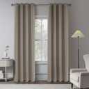 KEQIAOSUOCAI Taupe 100% Blackout Linen Curtains 102 Inches Long 2 Panels for Bedroom,Country Rustic Full Light Blocking Curtain Drapes for High Ceiling Patio Sliding Door W50 x L102 Inch Length,8.5FT