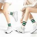 QZLKNIT Retro Striped Crew Socks Sport Socks,Casual Cotton Stretchy Socks, with Seamless Toe for Men and Women Multicolor (US, Alpha, One Size, Regular, Regular, 5, STYLE 4) (White)