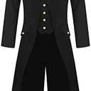 rrhss Boys Gothic Tailcoat Jacket Halloween Costume Jackets Vintage Black Steampunk VTG Victorian Long Coat, 120