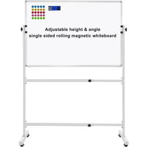 Mobile Whiteboard with Rolling Stand 36"x24" Portable Single-Sided Magnetic Dry Erase Board on Wheels Included 20 Magnets, 2 Markers & 1 Eraser