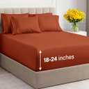 Extra Deep Cal King Sheet Set - 6 Piece Breathable & Cooling Sheets - Hotel Luxury Bedding Set w/18-24 Inch Extra Deep Pockets - Easy Fit - Super Soft, Wrinkle Free & Comfy - Terracotta, Cal King Size