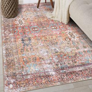 Rugshop Transitional Distressed Machine Washable Non Slip Area Rug Ideal for Living Room, Bedroom,Kitchen,Entryway,Dining Room,Office 3'3" x 5' Multi
