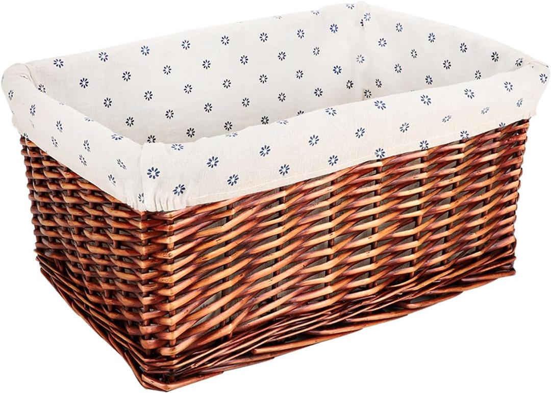 KINGWILLOW Storage Basket, Wicker Storage Basket, Suitable for Bedroom and Desktop Storage (Small Size)