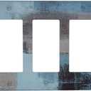 Navy Blue Turquoise 3 Gang Triple Rocker/Light Switch Wall Plate Cover Teal Indigo Abstract Art Decorative Electrical Faceplate for Kitchen Bathroom Bedroom