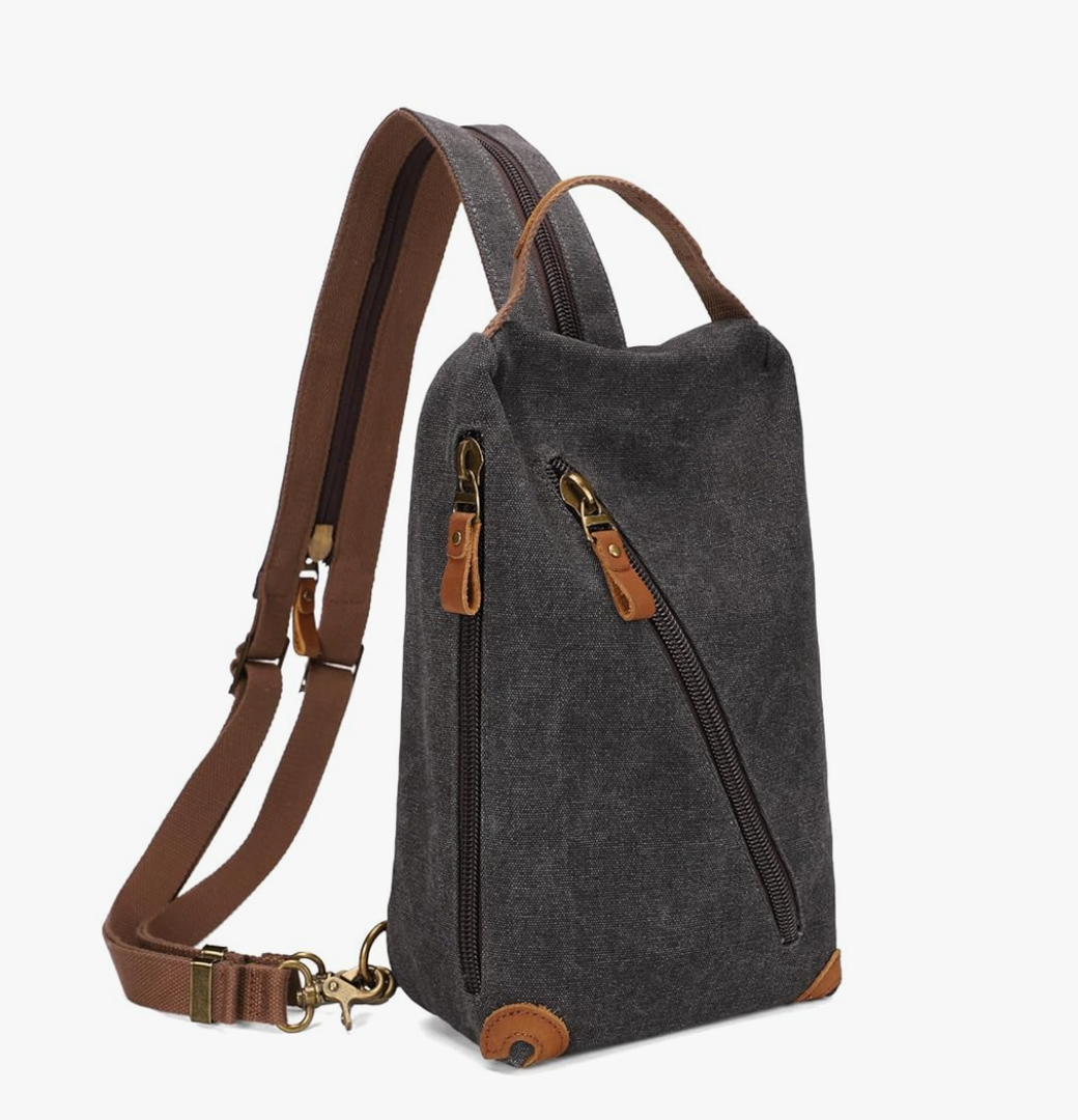 KL928 Canvas Sling Bag Crossbody Bags Small Backpack Pack Travel Purse Convertible Purses for Women Men 6887-canvas-black