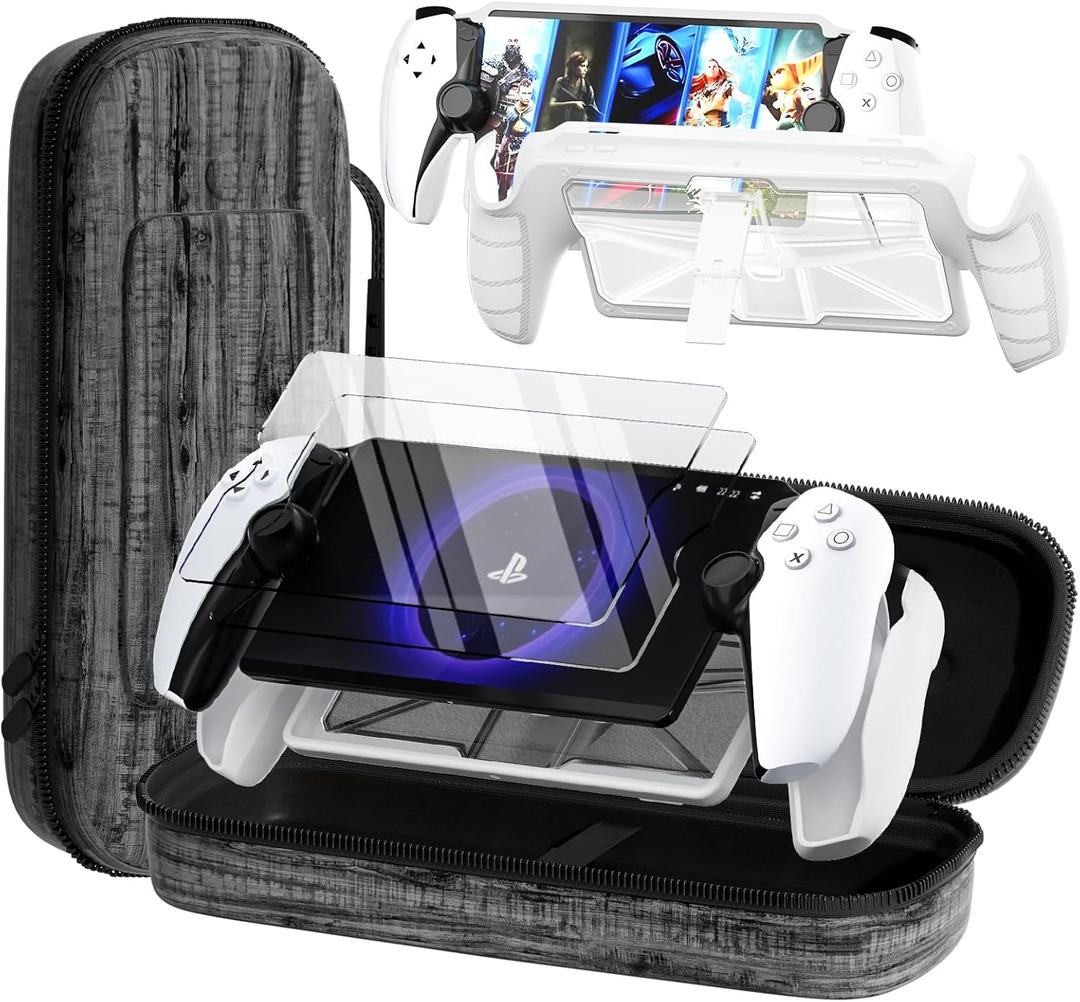 3-in-1 Accessoris Kit Compatible with PlayStation Portal, EVA Carrying Case for PS Portal with Silicone TPU&Hard PC Clear Protective Cover