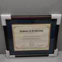 GraduationMall 11x14 Diploma Frame with Navy over Gold Mat or Display 15x18 Certificate without Mat,Solid Wood & Tempered Glass,Cherry Finish with Gold Trim