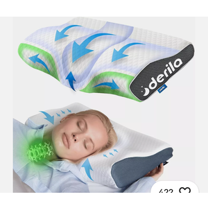 DERILA® Memory Foam Cervical Neck Pillow. Ergonomic Pillow for Sleeping, Snoring