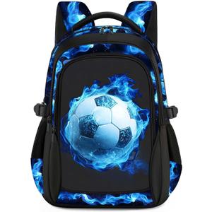 Kids Backpack for Boys - Soccer Boys Backpacks for Kids Teens Elementary Middle School, 17 Large Capacity Students Bookbag, Perfect for Travel and School