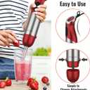 KOIOS 5-in-1 Hand Immersion Blender, 1000W 12 Speed Handheld Blender Stick with Copper Motor Stainless Steel Blade, 600ml Mixing Beaker,500ml Food Processor, Whisk, Milk Frother, Non-BPA, Red