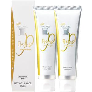 APAGARD Premio, Sangi's Nano-Hydroxyapatite Toothpaste for Naturally Whiter Teeth, No Fluoride, for Family use, 105g / 3.7 oz, Double Mint Flavor, Pack of 2