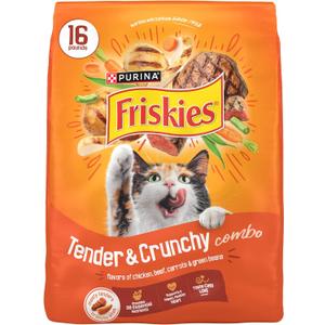 Purina Friskies Tender and Crunchy Combo with Flavors of Chicken, Beef, Carrots and Green Beans Dry and Tender Cat Food - 16 Lb. Bag , BBD 12/2026