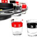 Shot Glass Roulette Drinking Game  16-Piece Red/Black Set with 2 Metal Balls, Fun Adult Party Game for White Elephant, Game Nights, and Gifts