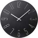 jomparis Wall Clock 12" Silent Non-Ticking Modern Style Wooden Wall Clocks Decorative for Office Home Bedroom School (Black)