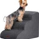 Dog Stairs for Couch Sofa and Chair, 3-Step Dog Steps for Small Dogs and Cats, Non-Slip Indoor Pet Step, Dark Grey
