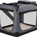 HICC PULE Collapsible Portable Dog Crate, 36 Inch Large Dog Crate Ideal as Travel Dog Crate for Large/Medium Dogs, 3-Door Soft-Sided Pet Kennel for Indoor & Outdoor, Car Trip, Grey 37.4"L x 25.59"W x 25.59"H