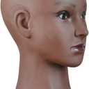 3 x Soft Bald Mannequin Head, Professional Cosmetology Female Head for Wig Making Hat and Glasses Display Bald Model Doll Head Brown Color