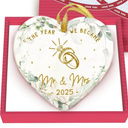 GOSSBY Wedding Ornament 2025 - The Year WE Became MR MRS - 2025 Wedding Gift for Couple - Bridal Shower, Newlywed, Just Married, Mr Mrs Gift for Bride Groom - 1st Married Couple Christmas Decor Pack of 2