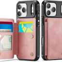 Vinich for iPhone 17 Pro Wallet Case with Card Holder, RFID Blocking Credit Slots Kickstand Shockproof Phone Cover Fit for iPhone 17 Pro 6.3" Rose Pink