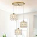 Gold Flower Glass Chandelier 3-Lights Cluster Pendant Lighting Modern Ceiling Pendant Light Fixture for Dinning Room Bedroom Kitchen Island Hallway Entryway