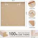puthiac 16x16 Solid Oak Wood Picture Frame, Fits 12x12 with Mat or 16x16 Without Mat, Wall Display Only, Plexi Front, 1 Pack, Natural Oak