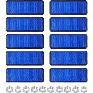 PATIKIL Rectangle Rear Reflectors, 10 Pcs Safety Reflective Warning Reflector Plastic Universal Motorcycle Reflector with M5 Screw Mount for Car Motorcycle Trailer Bike Bicycles, Blue