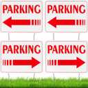Qunclay 4 Pcs Event Parking Sign with Stake, with Directional Arrows 12 x 16 Inch Double Sided Corrugated Plastic Guest Parking Sign for Outdoor Yard(Red)