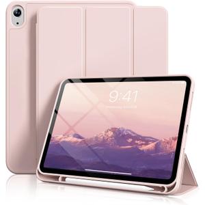 Aoub Case for iPad (A16) 11th Generation 11 Inch 2025, iPad 10th Generation 10.9 inch 2022 with Pencil Holder, Slim Lightweight Trifold Stand Smart Soft TPU Back Cover, Support Touch ID, Light Pink