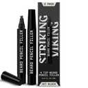 Striking Viking 2 Pack Beard Pencil Filler for Men with 4 Tips (Jet Black) - Fill, Shape & Define with this Long-Lasting, Waterproof Beard Pen Kit 