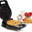 Moss & Stone Belgian Waffle Maker, Electric Flip Waffle Machine with Adjustable Temperature Control, Non-Stick Grids for Smooth Release, Compact 8-Inch Round Waffle Maker, Black