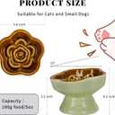 S&Q's CERAMICS Raised Slow Feeder Cat Bowl, Ceramic Elevated Cute Pet Food Bowl Small Dogs Slow Feeder, Flower Shaped Cute Cat Dish for Dry and Wet Food (Brown, 5.8")