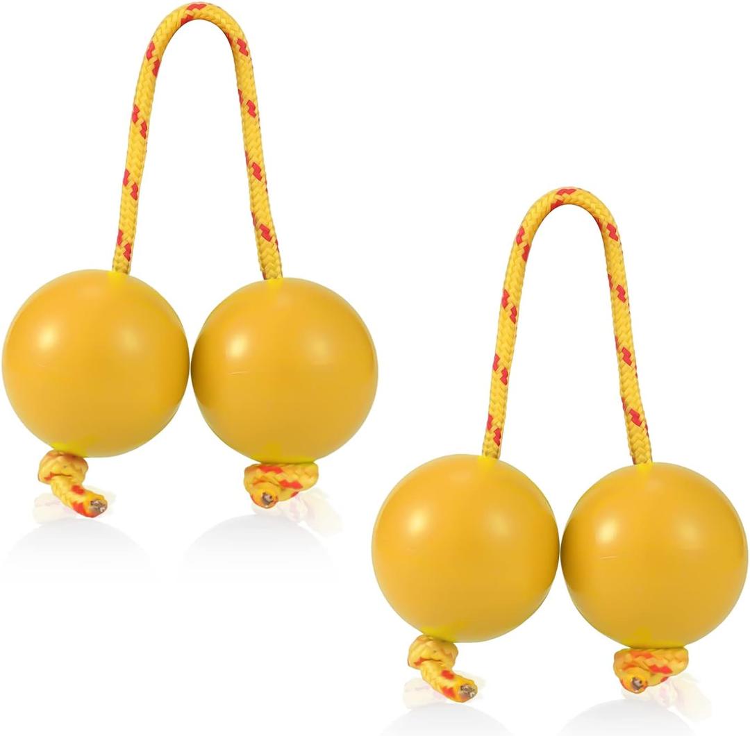 2 Pairs of Aslatuas Rhythmic Ball, Kashaka Shaker Instrument Classical African Shaker Rattle Hand Percussion for Kids Adults Weddings Parties Musical Class (yellow)