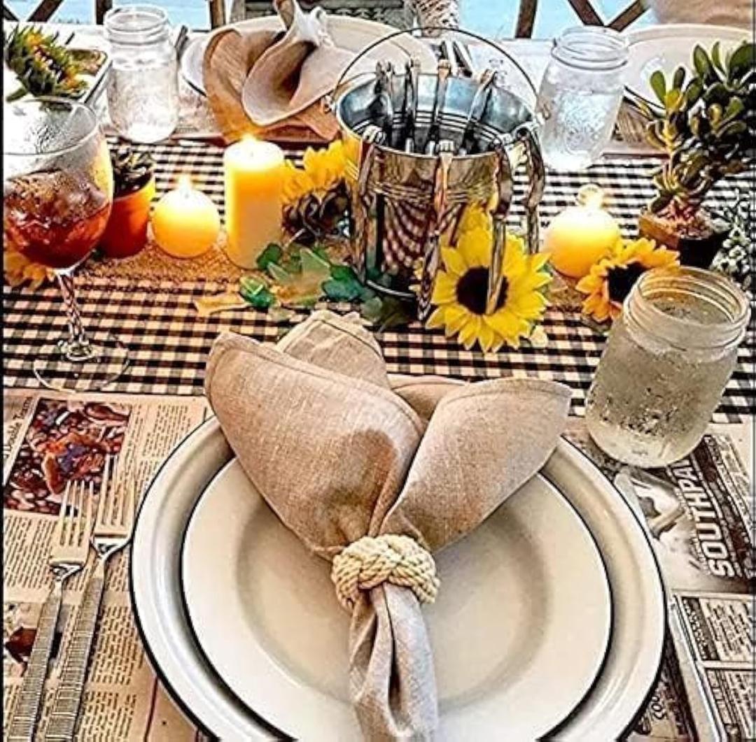 Nautical Rope Napkin Rings Set of 8, Cotton Rope Napkin Ring-Burlap Napkin Rings Set for Harvest, Thanksgiving, Christmas, Farmhouse, Beach, Party Decoration, Wedding, Dining Table etc. (Ivory, 8)