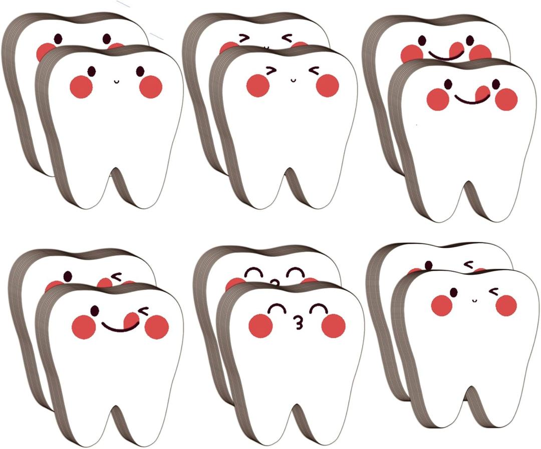 12 Set Tooth-Shaped Sticky Notes 2.36 x 3.07 inch Nurse Tooth Notepad for Dentists Teeth-Themed Memoo Pads Sticky Funny Office Decor for Dental Office Supplies Dental Assistant Gifts