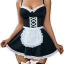 Avidlove Lingerie for Women Contrast Lace Maid Lingerie Dress Halloween Costumes Sets (3 pack) Size S