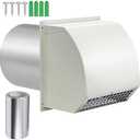 6 Inch Hooded Wall Vent Cover, Dryer Exhaust Vent Metal Mesh Cover Outside, Wall Vents Cover Cap Exterior Air Exhaust with Pest Bird Guard, Screen and Damper for Kitchen Bathroom House Range Hood HVAC