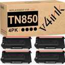 v4ink Compatible Toner Cartridge Replacement for Brother TN850 TN-850 TN-820 TN820 use with HL-L5200DW HL-L6200DW MFC-L5700DW MFC-L5800DW MFC-L5900DW DCP-L5600DN Printer Ink (4 Packs, High Yield)